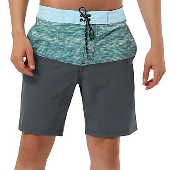 Men's Summer Color Block Drawstring Beach Swimwear Board Shorts