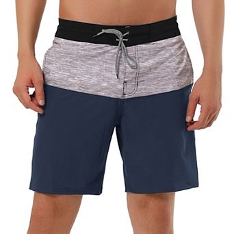 Men's Summer Color Block Drawstring Beach Swimwear Board Shorts