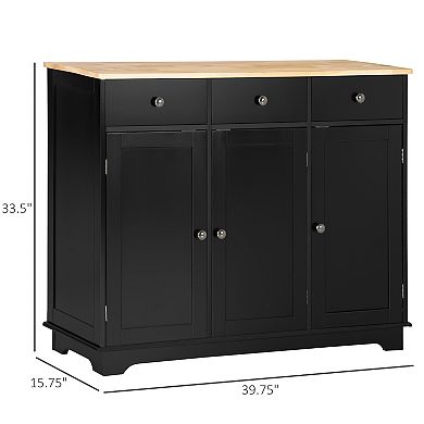 HOMCOM Buffet Cabinet, Coffee Bar Cabinet with 3 Drawers,