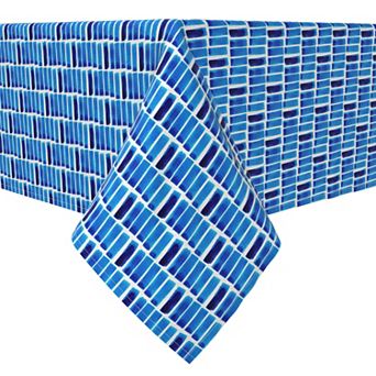 Rectangular Tablecloth, 100% Cotton, 60x104", Blue Abstract Watercolor