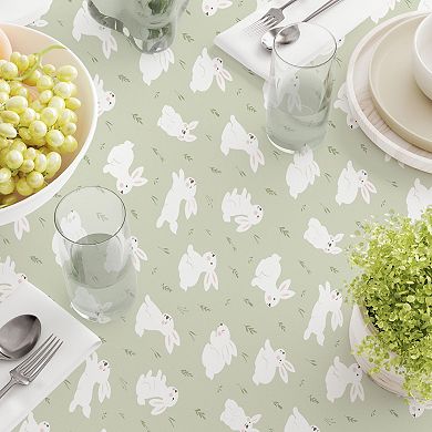 Round Tablecloth, 100% Cotton, 60 Round", Bunnies in the Grass