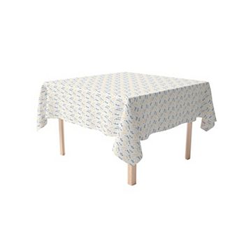 Square Tablecloth, 100% Cotton, 60x60", Blue and Yellow Branches