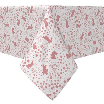 Square Tablecloth, 100% Cotton, 60x60", Bunny Hop Garden