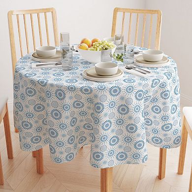 Round Tablecloth, 100% Cotton, 60 Round", Blue Fireworks Pattern