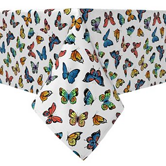 Rectangular Tablecloth, 100% Cotton, 60x84", Butterflies in Bold Colors