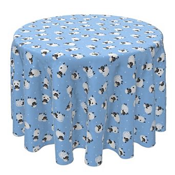 Round Tablecloth, 100% Cotton, 60 Round", Little Sheep Blue