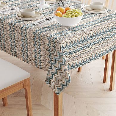 Square Tablecloth, 100% Cotton, 60x60", Boho Chevron