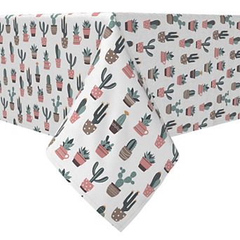 Rectangular Tablecloth, 100% Cotton, 60x120", Cactus House Plants