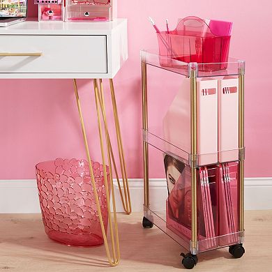 mDesign Plastic Slim File Folder Storage Organizer, Handle, 4 Pack, Light Pink