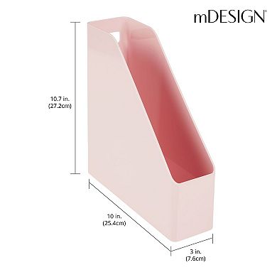 mDesign Plastic Slim File Folder Storage Organizer, Handle, 4 Pack, Light Pink