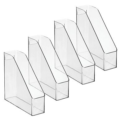 mDesign Plastic Slim File Folder Storage Organizer, Handle, 4 Pack, Light Pink