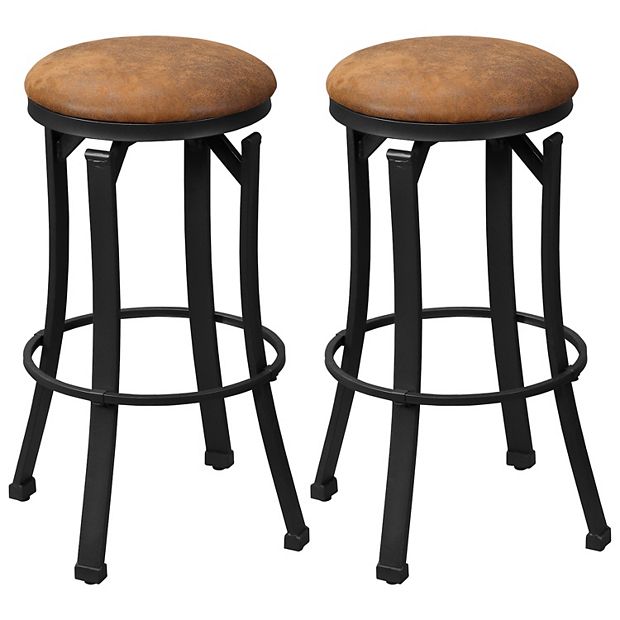 HOMCOM Bar Stools Set of 2 Vintage Barstools with Footrest