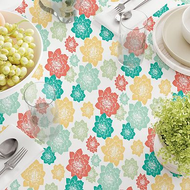 Round Tablecloth, 100% Cotton, 60 Round", Colorful Retro Succulents