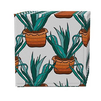 Napkin Set of 4, 100% Cotton, 20x20", Green House Succulents