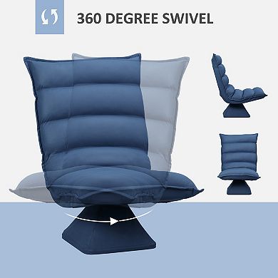 HOMCOM Swivel Floor Chair with Back Support, Microfiber Adjustable Video Gaming Chair for Reading, Lounging, Meditating, Blue