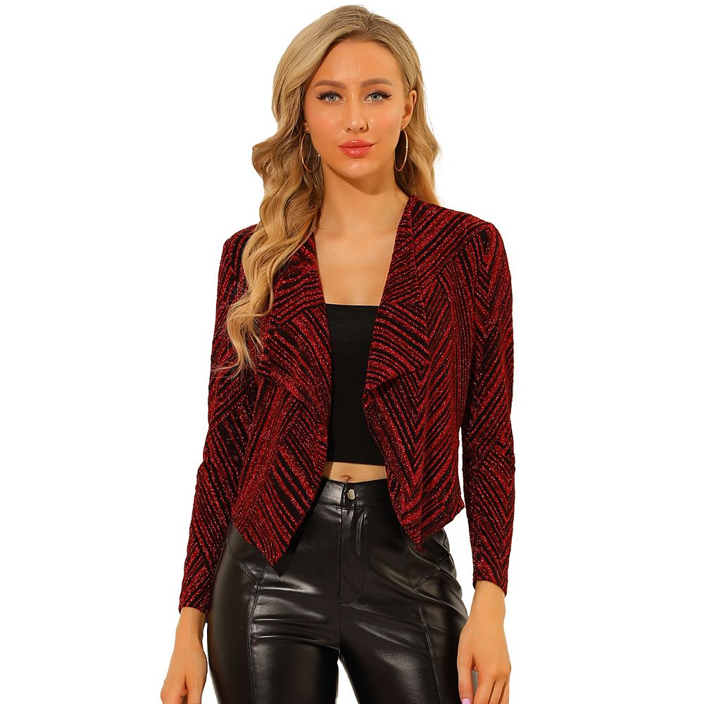 Women's Sparkly Cardigan Long Sleeve Party Open Front Glitter