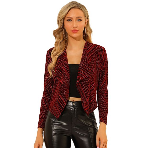 Women's Sparkly Cardigan Long Sleeve Party Open Front Glitter