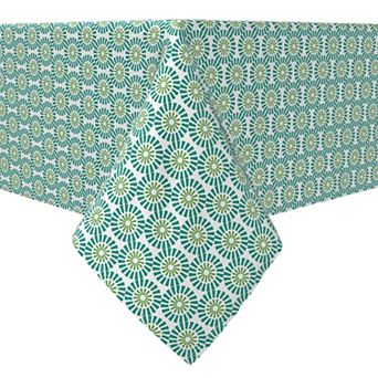 Rectangular Tablecloth, 100% Cotton, 60x104", Geometric Style Flowers