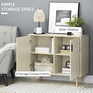 Modern Sideboard Storage Cabinet W/ Adjustable Shelf For Dining Room, Natural
