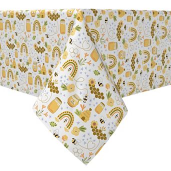 Rectangular Tablecloth, 100% Cotton, 60x120", Honey Bee and Rainbows