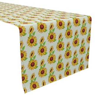 Table Runner, 100% Cotton, 16x90", Garden Sunflowers
