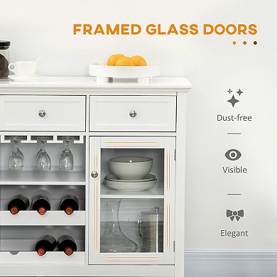 Free Shipping! HOMCOM Wine Bar Cabinet, Modern Buffet Cabinet With 16-Bottle Wine Holder And Drawer, Kitchen Storage Cabinet For Living Room, Home Bar, Dark Brown