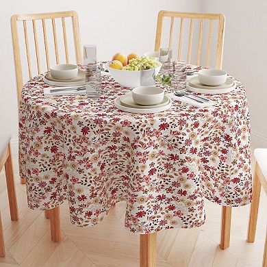 Round Tablecloth, 100% Cotton, 60 Round", Burgundy Fall Floral
