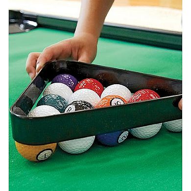 Hearthsong Golf Pool Indoor Family Game-Includes Two Golf Clubs, 16 Balls, Six Pockets, Green Mat, and Rails