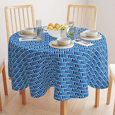 Round Tablecloth, 100% Cotton, 60 Round", Blue Abstract Watercolor