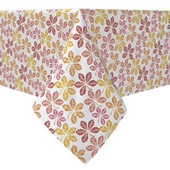 Rectangular Tablecloth, 100% Cotton, 60x104", Colorful Chestnut Leaves