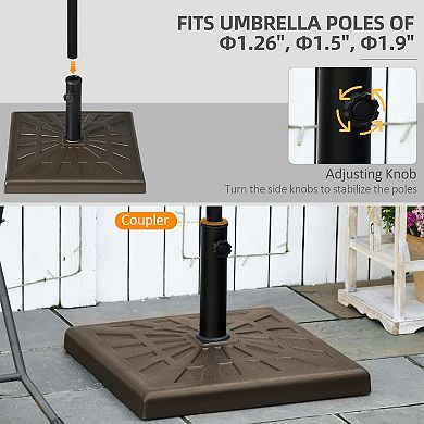 Outsunny 42lbs Resin Patio Umbrella Base 20" Outdoor Umbrella Stand, Brown