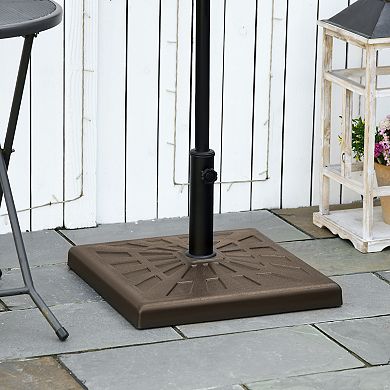 Outsunny 42lbs Resin Patio Umbrella Base 20" Outdoor Umbrella Stand, Brown