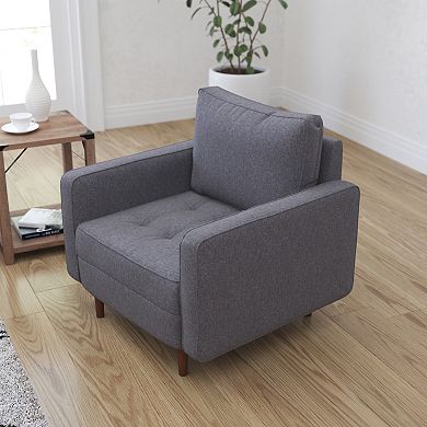 Merrick Lane Retro Upholstered Tufted Chair with Wooden Legs