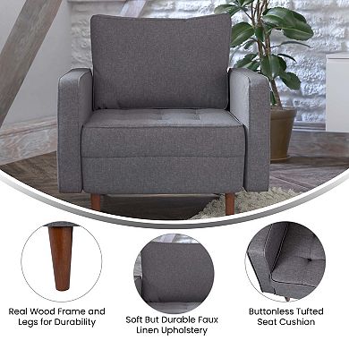 Merrick Lane Retro Upholstered Tufted Chair with Wooden Legs