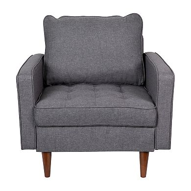 Merrick Lane Retro Upholstered Tufted Chair with Wooden Legs