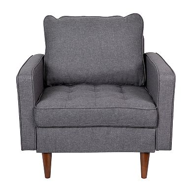 Merrick Lane Garibaldi Mid-Century Modern Armchair with Tufted Upholstery & Solid Wood Legs