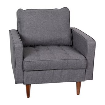 Merrick Lane Retro Upholstered Tufted Chair with Wooden Legs