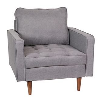 Merrick Lane Retro Upholstered Tufted Chair with Wooden Legs
