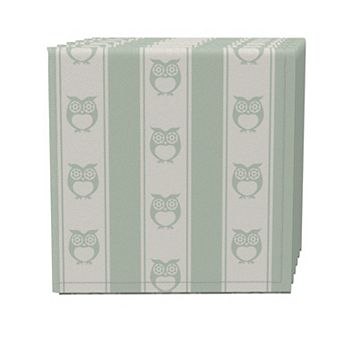 Napkin Set of 4, 100% Cotton, 20x20", Pastel Owl Stripe