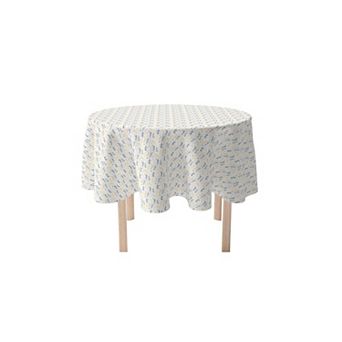 Round Tablecloth, 100% Cotton, 60 Round", Blue and Yellow Branches