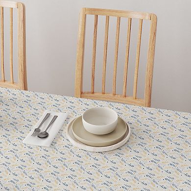 Round Tablecloth, 100% Cotton, 60 Round", Blue and Yellow Branches