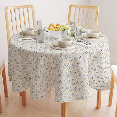 Round Tablecloth, 100% Cotton, 60 Round", Blue and Yellow Branches