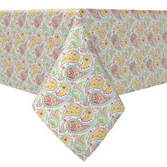 Rectangular Tablecloth, 100% Cotton, 60x120", Bright Colored Paisley