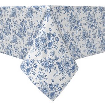 Rectangular Tablecloth, 100% Cotton, 60x104", Bouquet of Blue Flowers