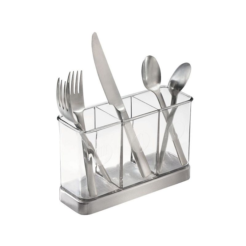 Farmlyn Creek 3 Piece White Ceramic Utensil Holder with Metal Stand, Flatware Caddy for Cutlery, Silverware, White, 13 x 4 x 5 in
