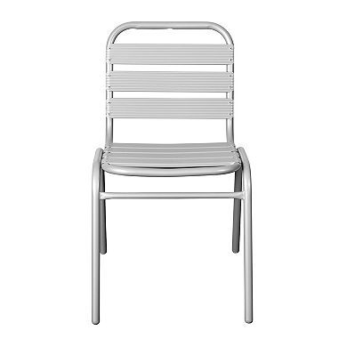 Emma and Oliver Aluminum Commercial Indoor-Outdoor Armless Restaurant Stack Chair with Triple Slat Back