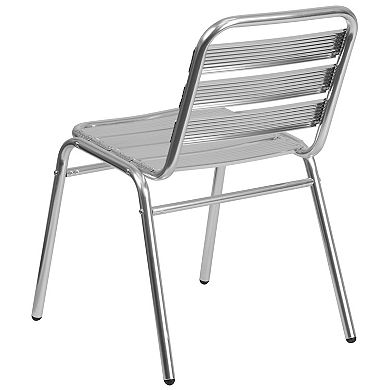 Emma and Oliver Aluminum Commercial Indoor-Outdoor Armless Restaurant Stack Chair with Triple Slat Back