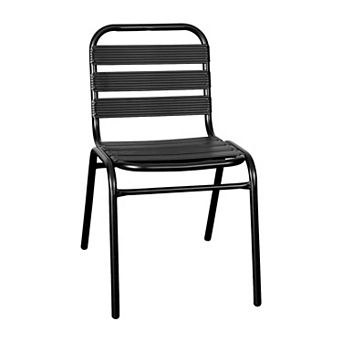 Emma and Oliver Commercial Metal Indoor-Outdoor Restaurant Stack Chair with Triple Slat Back