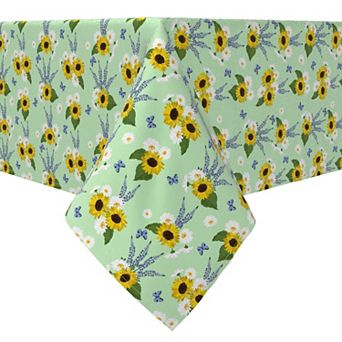 Rectangular Tablecloth, 100% Cotton, 60x84", Bright Sunflower Floral