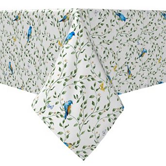 Rectangular Tablecloth, 100% Cotton, 60x120", Birds on Vines